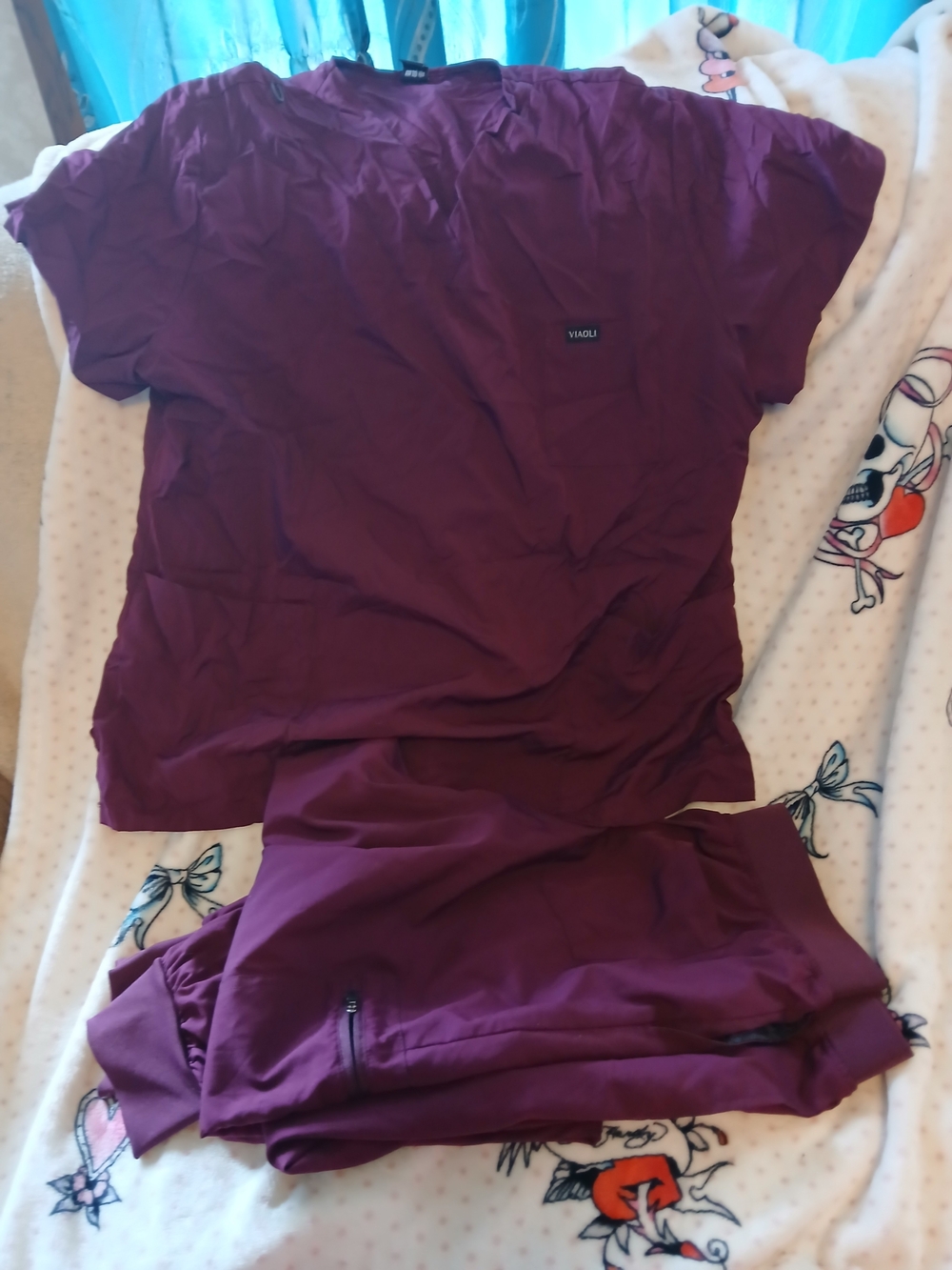 Violet Scrub Set with Chest Pocket